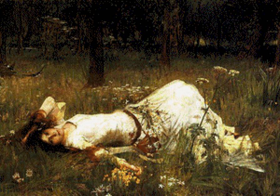 dziewczyna wsrod kwiatow - ziwopis, priroda, cwety, pejzaz, leto - предпросмотр