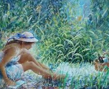 Схема вышивки «dziewczyna wsrod traw»