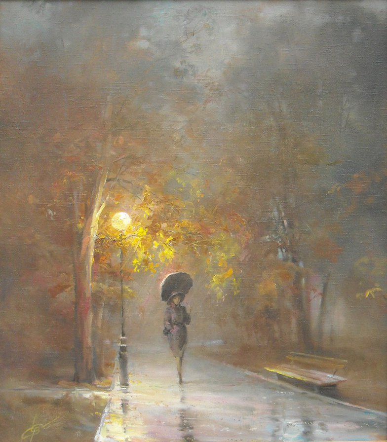 spacer w deszczu - ocen, ziwopis, pejzaz - оригинал