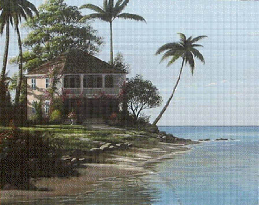 Серия "Пейзажи" - домик, пейзаж, море - предпросмотр