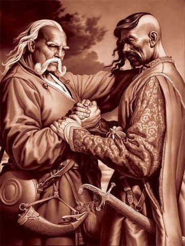 Встреча Козаков - люди, оружие, воины, украинцы, картина, мужики, козаки - оригинал