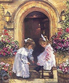 Ботинок развязался... - живопись, дети - оригинал