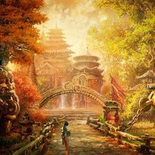 Схема вышивки «японский храм»