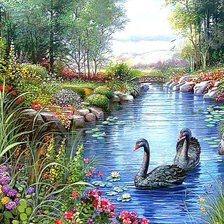 Схема вышивки «Черные лебеди»