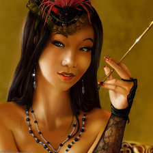 Схема вышивки «Китаянка с сигаретой»