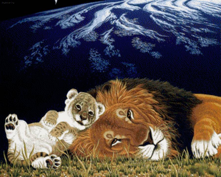 Ночная идилия - животные, львы - предпросмотр