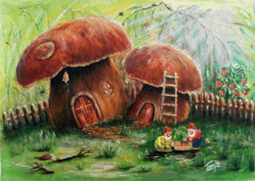 домики - домик, грибы, гномы - предпросмотр