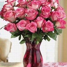 Схема вышивки «Розы розовые в вазе»