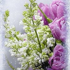 Схема вышивки «сирень и тюльпаны»