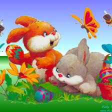 Схема вышивки «пасхальные зайцы»