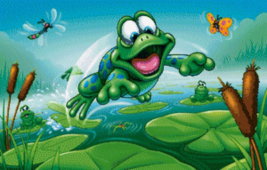 Позитив - пруд, детям, лягушка, камыши - предпросмотр