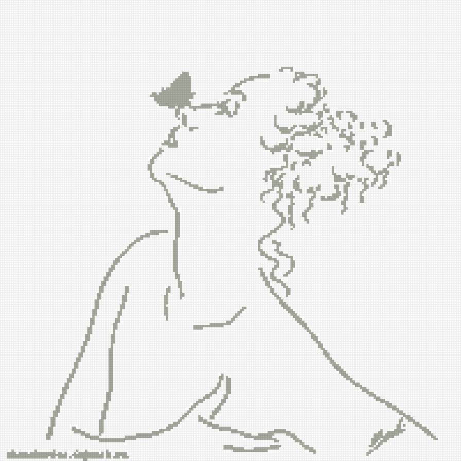 Контурные рисунки - бабочка, девушка - предпросмотр