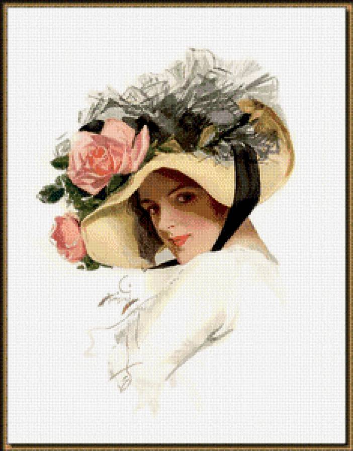 Дама - ретро, девушка, открытка - предпросмотр