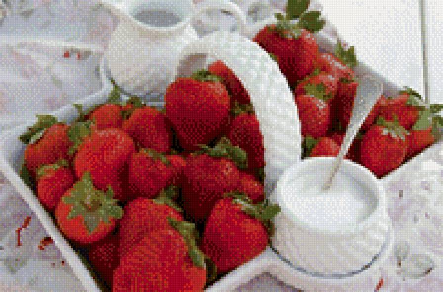 Клубника со сливками - ягоды, клубника, вкуснятина, фрукты, сливки - предпросмотр