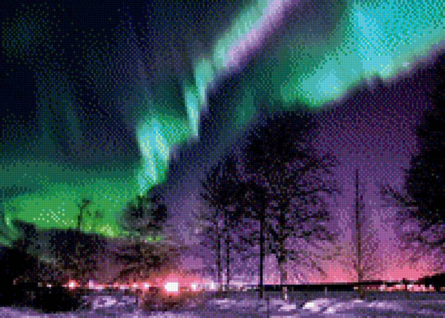 Северное сияние 2 - красота, сияние, небо, снег, природа - предпросмотр