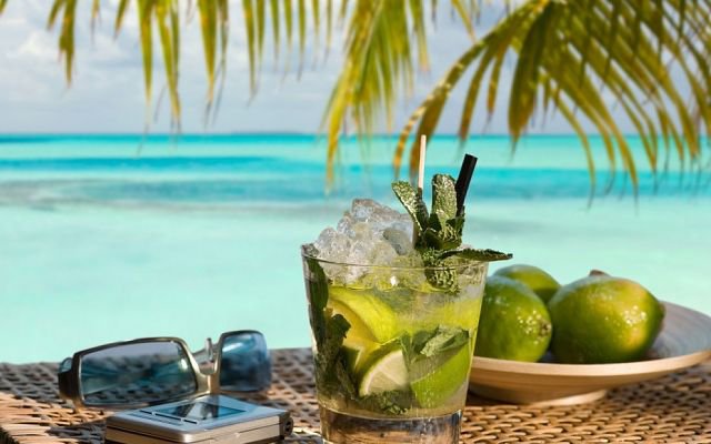 рай - море, романтика, фрукты, остров, рай - оригинал