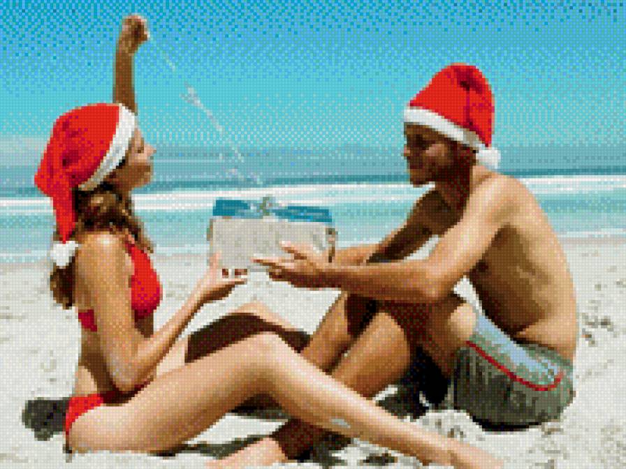 Новый год на необитаемом острове)) - рай, подарки, море, романтика, двое, остров, новый год, пара - предпросмотр