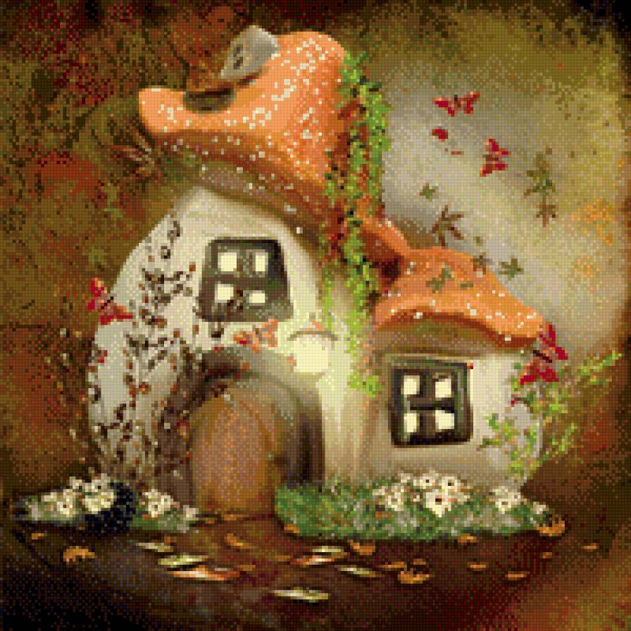 Фентези-домик - фентези, грибы, красота, домик - предпросмотр