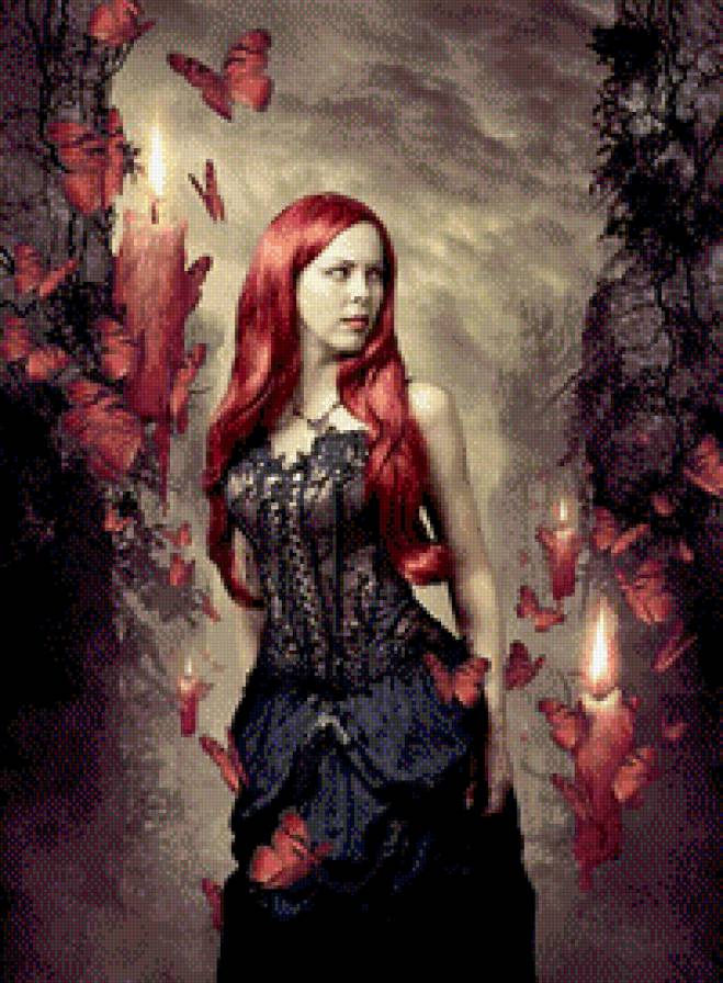 фентези-фея - красота, фея, девушка, бабочки, фентези - предпросмотр