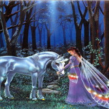 Схема вышивки «Фентези-девушка и конь»