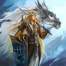 Схема вышивки «Фентези-девушка и конь»