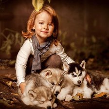 Схема вышивки «мальчик со щенками*»