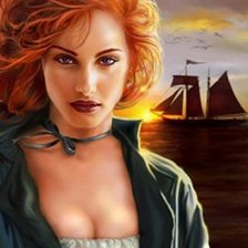 Схема вышивки «Рыжая на закате»