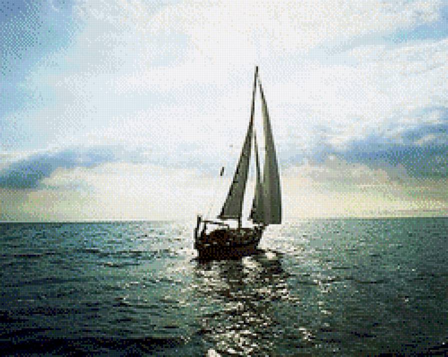 Парусник - морской пейзаж, море, вода, парусник - предпросмотр