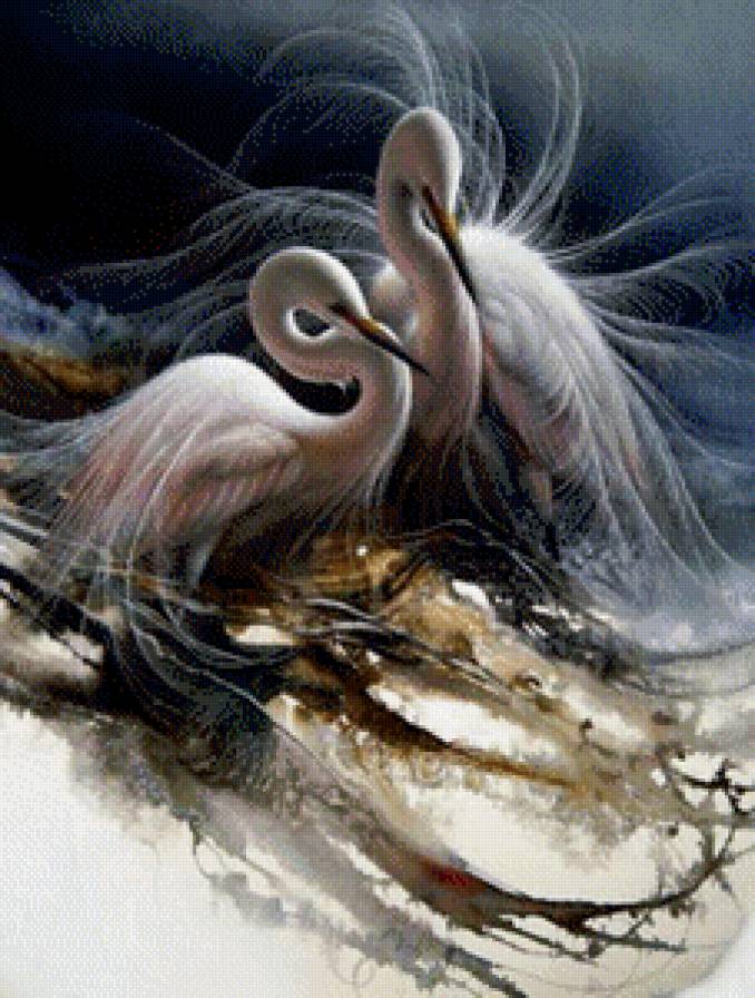 ли богл журавли японские - птицы, пара, серия птицы, журавли, верность, ли богл - предпросмотр