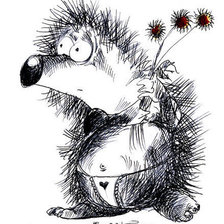 Схема вышивки «ёжик монохром»