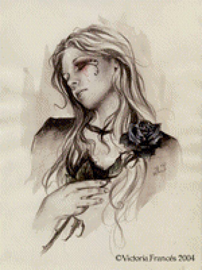 Черная роза - роза, виктория францес, готика, девушка - предпросмотр