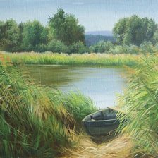 Схема вышивки «Озеро.Лодка.»