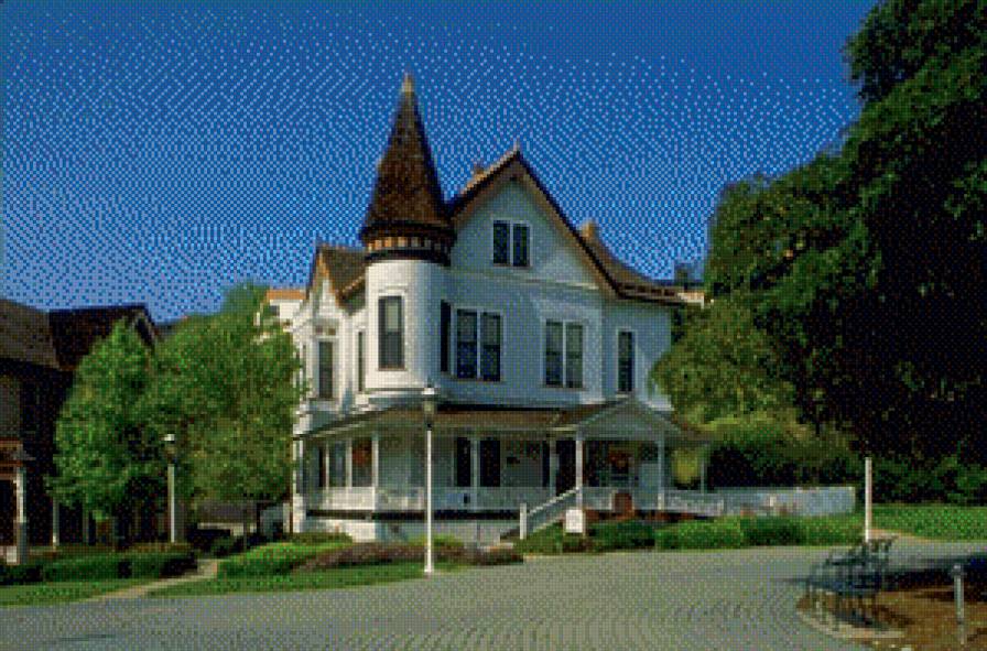 дом - дом, деревья, пейзаж, природа, цветы - предпросмотр