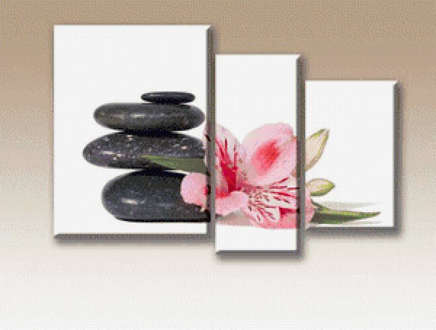 триптих ЦВЕТОК И КАМЕНЬ - лилии, цветы, камни, триптих - предпросмотр