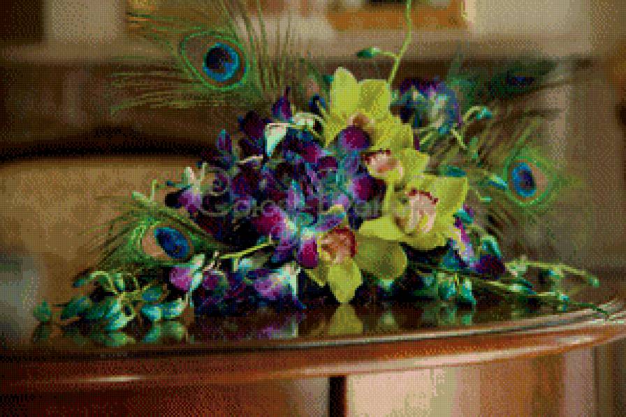 букет - цветы, перья, букет, красота - предпросмотр