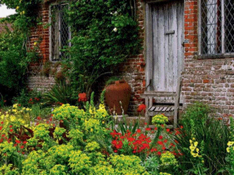 дом на природе - деревья, природа, пейзаж, цветы, дом - предпросмотр