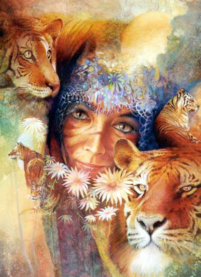 №502091 - картина, животные, женщина - оригинал