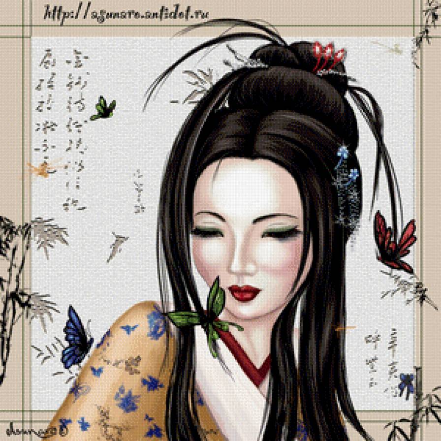 Гейша - азия, восток, фэнтези, красавица, девушка - предпросмотр