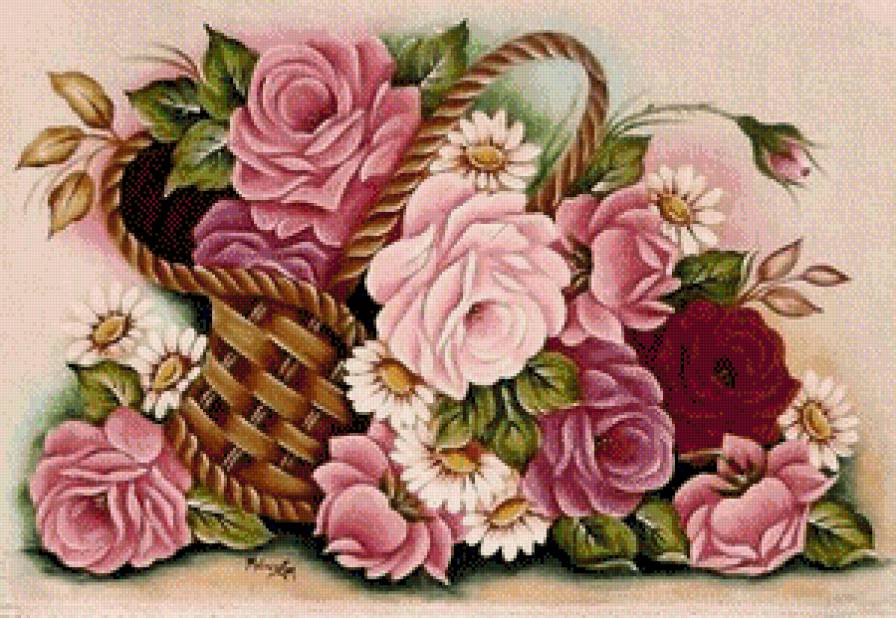 Корзинка с цветами - корзинка с цветами - предпросмотр