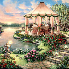 Схема вышивки «беседка у пруда»
