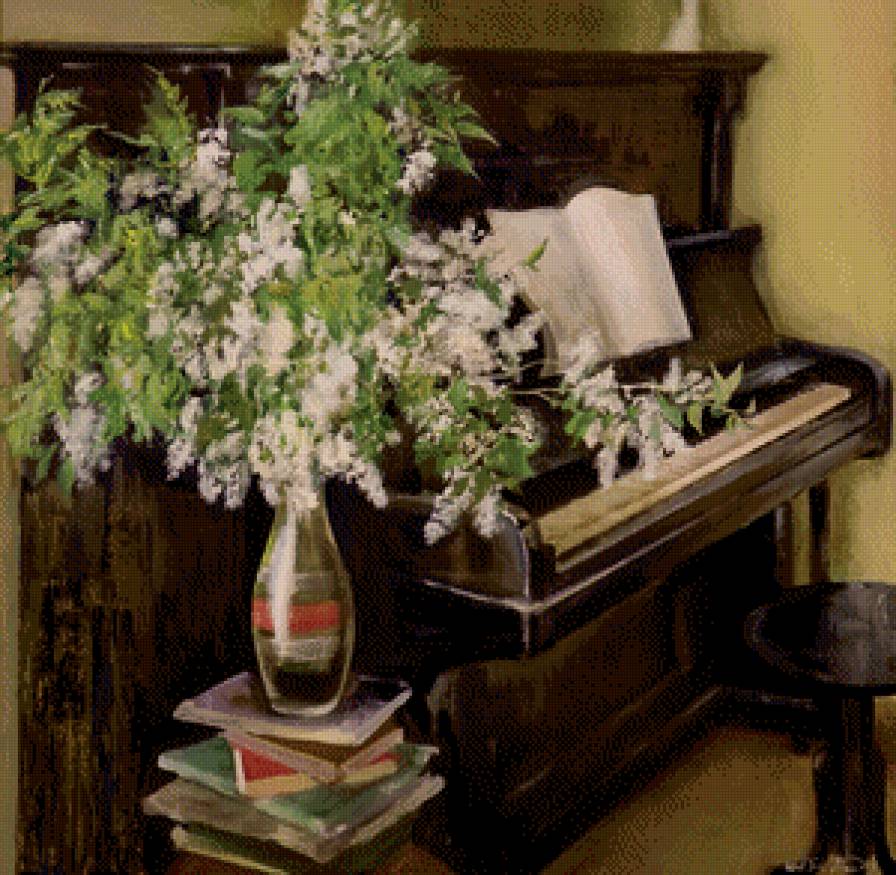 Серия "Букет" - пианино, цветы, букет, черемуха - предпросмотр