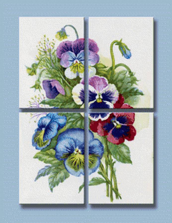 полиптих анютины глазки - цветы, анютины глазки - предпросмотр