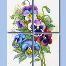Схема вышивки «полиптих анютины глазки»