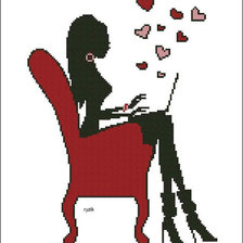 Схема вышивки «девушка с ноутбуком»