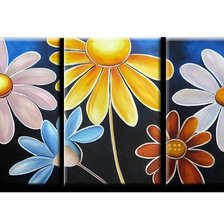 Схема вышивки «триптих ромашки»