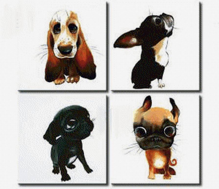 полиптих собачки - триптих, собаки, животные - предпросмотр