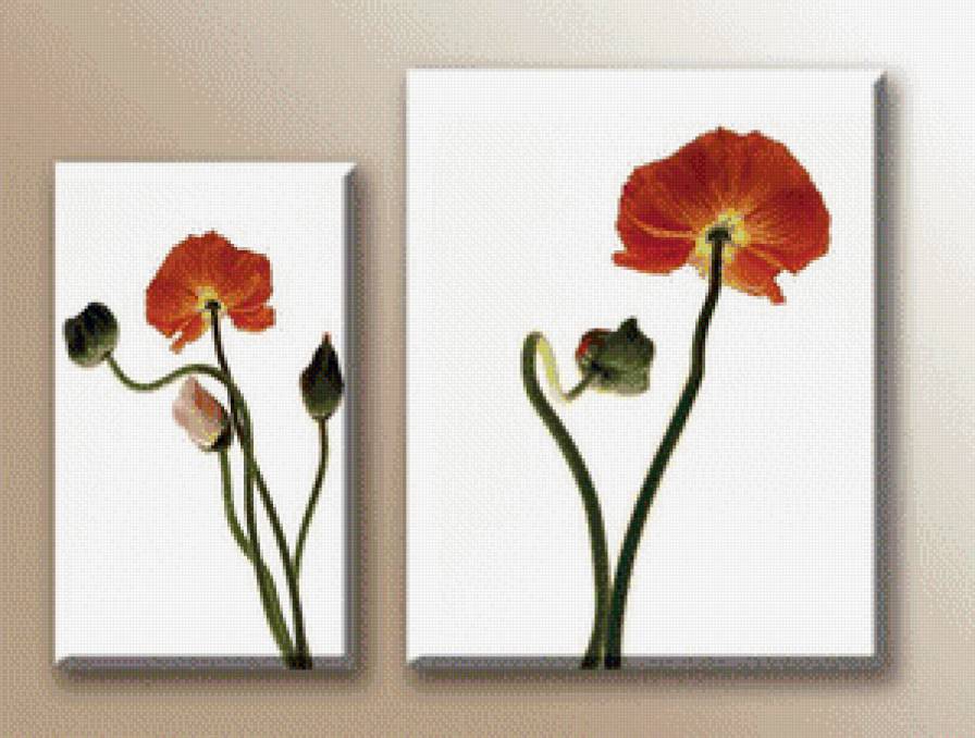 триптих маки - цветы, маки - предпросмотр