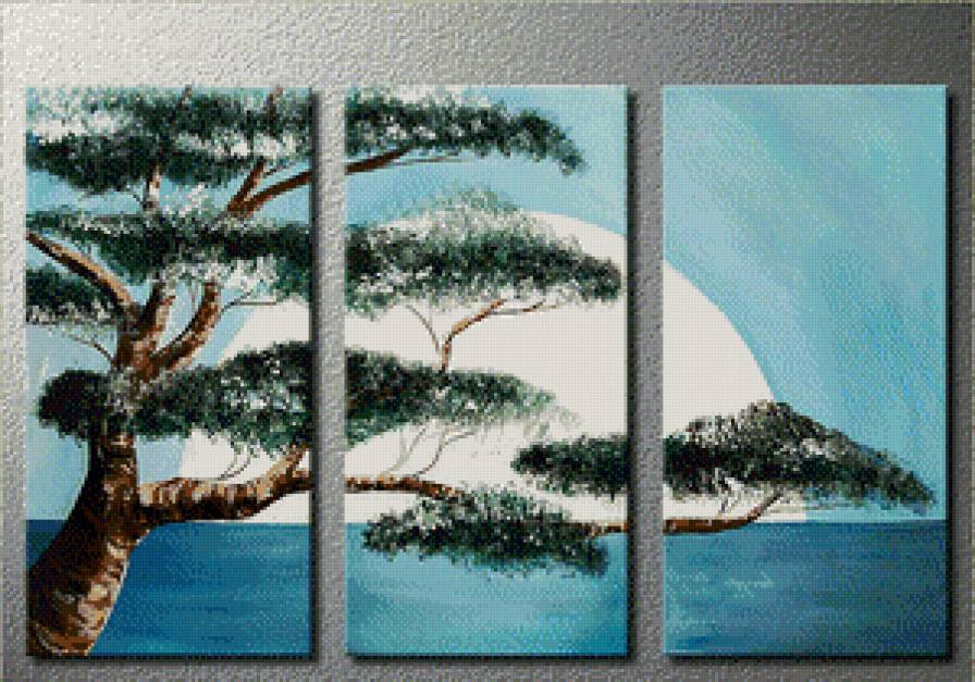 триптих деревья - деревья, триптих, природа - предпросмотр
