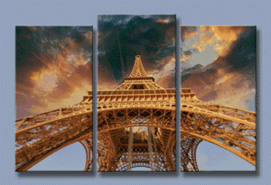 триптих башня - строения, эйфелевая башня - предпросмотр