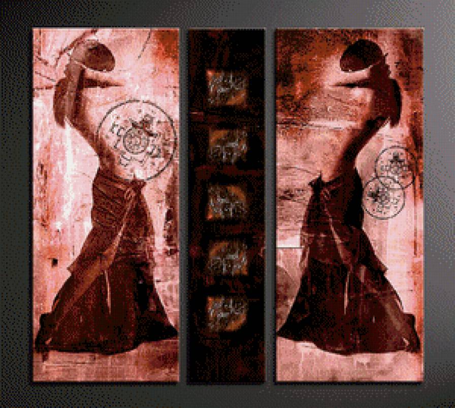 триптих абстракция - восток, девушки - предпросмотр